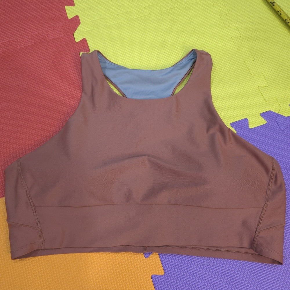 Zella High Neck Racerback Sports Bra Mauve Pink Gray XL Workout Yoga Activewear